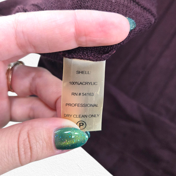 Calvin Klein Purple Ribbed Knit Fit & Flare Sweater Dress Long Sleeve Size Large - Picture 7 of 9